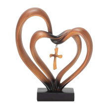 Easter Jesus Entwined Hearts Cross Cross Decor With 2 Joined Hearts, Decorations For Table Christian Standing Cross Home Decor