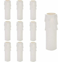 Plastic Chandelier Teardrop Candle Sleeves 10pc White Tubes (100mm) 25mm Inner Diameter, Retro Wax-Drip Look, Fits Chandeliers Sconces Antique Lamps