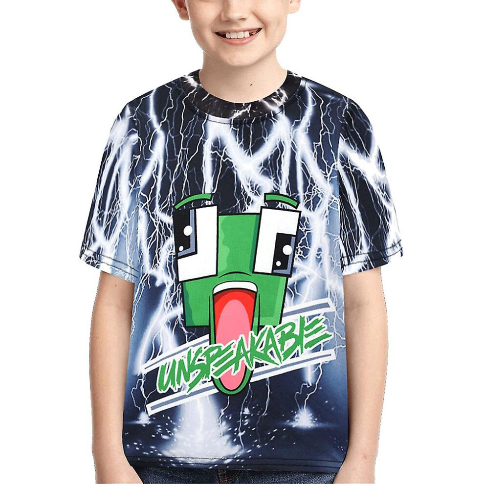 (E, 11-12 Years) Unspeakable 3d Printed Kids Boys Girls Shirts Short Sleeve Graphic T-shirts Tee Round Neck Tops