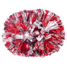 (Red-Silver) Game Pom Poms Cheerleading Cheering Ball Flower Sports Match Vocal Dance Party