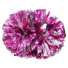 (Rose Red-Silver) Game Pom Poms Cheerleading Cheering Ball Flower Sports Match Vocal Dance Party