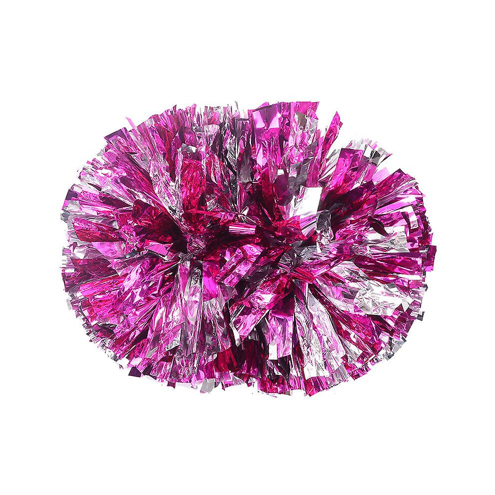 (Rose Red-Silver) Game Pom Poms Cheerleading Cheering Ball Flower Sports Match Vocal Dance Party