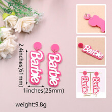 (A) For Pink Barbie Acrylic Earrings For Women And Girls, 2pairs Cosplay Costume Earring, Weddings Parties Accessories Gifts