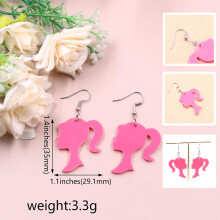 (B) For Pink Barbie Acrylic Earrings For Women And Girls, 2pairs Cosplay Costume Earring, Weddings Parties Accessories Gifts