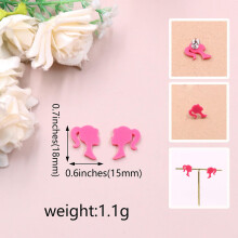 (D) For Pink Barbie Acrylic Earrings For Women And Girls, 2pairs Cosplay Costume Earring, Weddings Parties Accessories Gifts