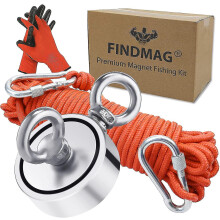 Kryc Magnetic Fishing Set, 300kg Strong Pulling Force Fishing Magnet, Neodymium Round Magnet Fishing With Double-sided Rings, For Retrieving In The Ri