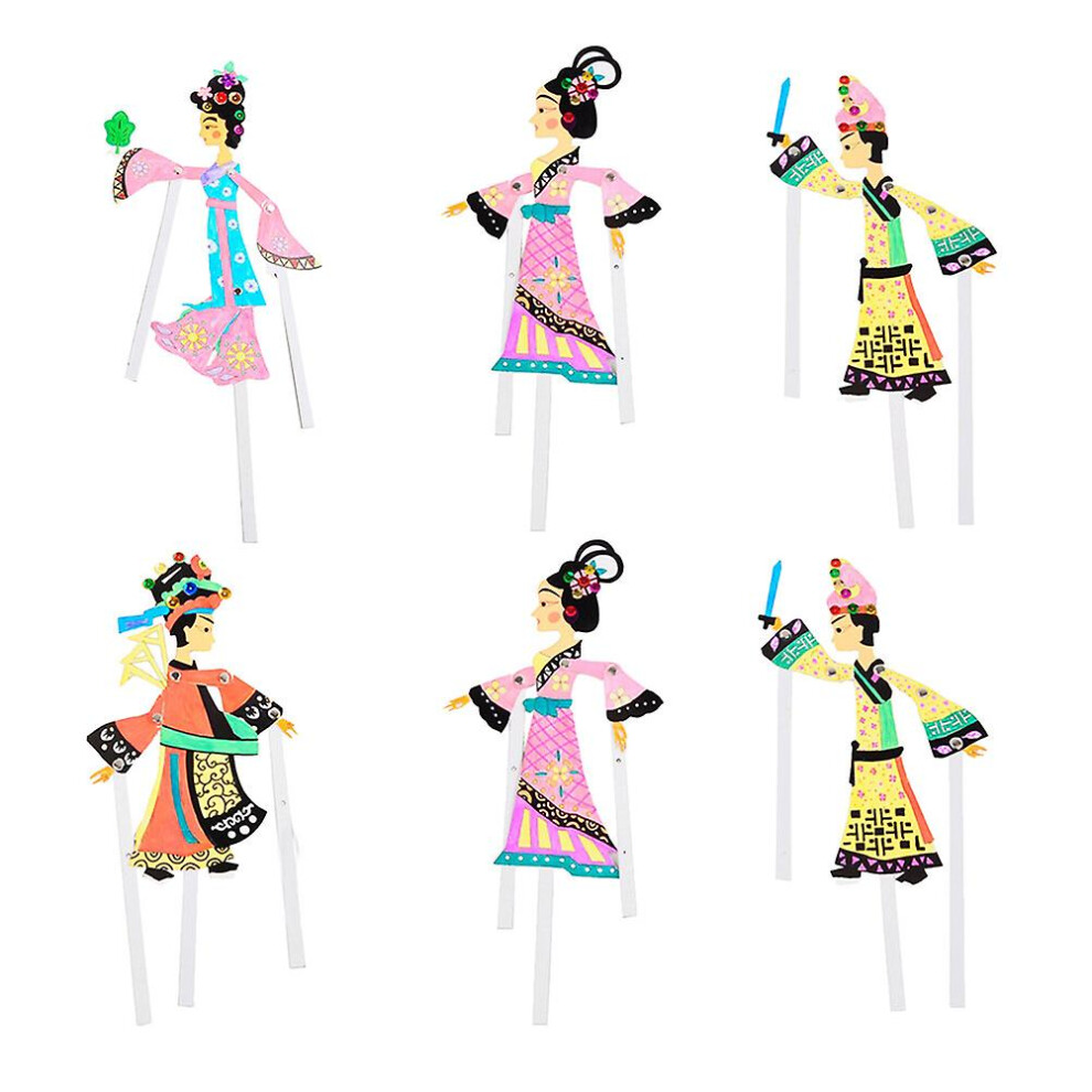 6 Pcs Women Gift Sets Chinese Puppet Toy Diy Shadow Puppetry Kit Shadow Puppets Kids Story Talking Toy Silhouette Puppets