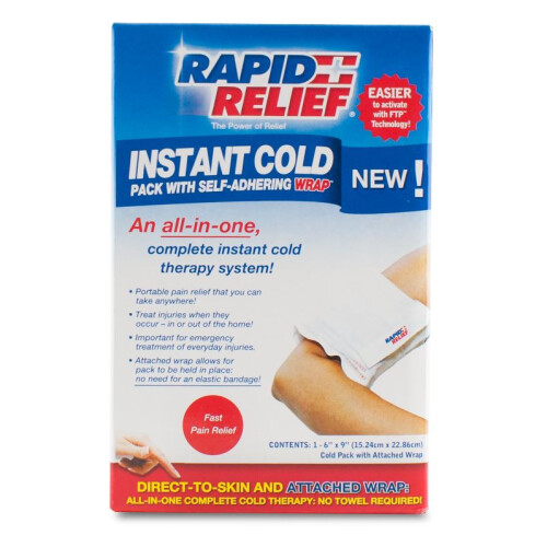 RAPID RELIEF INSTANT COLD PACK WITH SELF ADHERING WRAP 5"X9" WHITE 9"