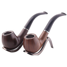 (dark brown) Tobacco Pipe, Handmade Wooden Pipe, Perfect Beginner Pipe, Gift Bent Ring Resin Pipe Filter Removable And Washable 1pcsd-