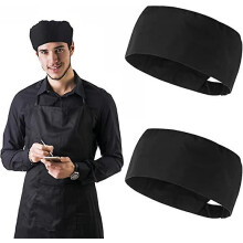 2 Pieces Unisex Chef Hat Food Service Black Chef Hat Adjustable Kitchen Beanie Cap Food Serving Cap For Kitchen Serving And Other Work