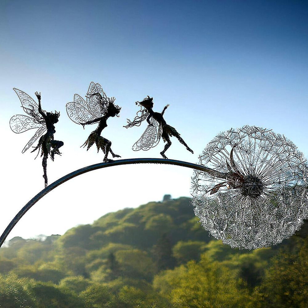 Fairy Garden Sculptures Stake Fairies And Dandelions Dance Together(typeb)