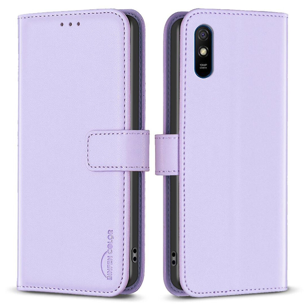 (Purple) Shockproof Leather Case For Xiaomi Redmi 9A, Wallet Stand Cell Phone Cover Purple 9497821110918