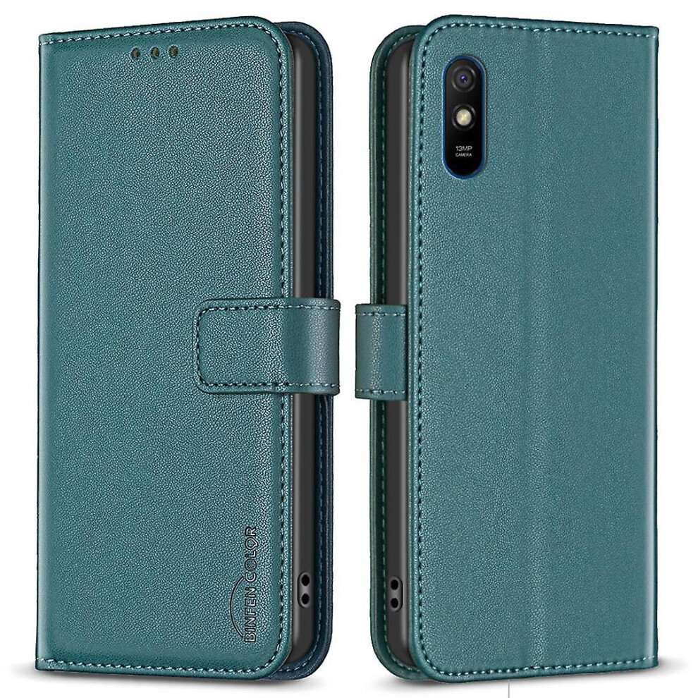 (Green) Shockproof Leather Case For Xiaomi Redmi 9A, Wallet Stand Cell Phone Cover Green 9497821110925
