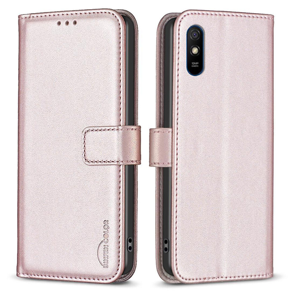 (Rose ) Shockproof Leather Case For Xiaomi Redmi 9A, Wallet Stand Cell Phone Cover Gold 9497821110949