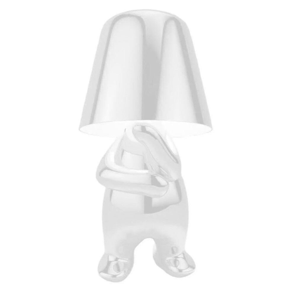 (silver, B) Bedside Touch Table Lamp, Gold Thinker Lamp Desk Light Cordless Rechargeable Portable Decorative Nightstand Lamp With Usb Charging-image-OPC-PDQCN8Z-NEW