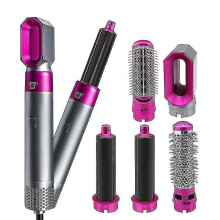 5 In 1 Electric Hair Hair Styler Hair Dryer Curler Hair Straightener Dry Brush Set - Pink Au-