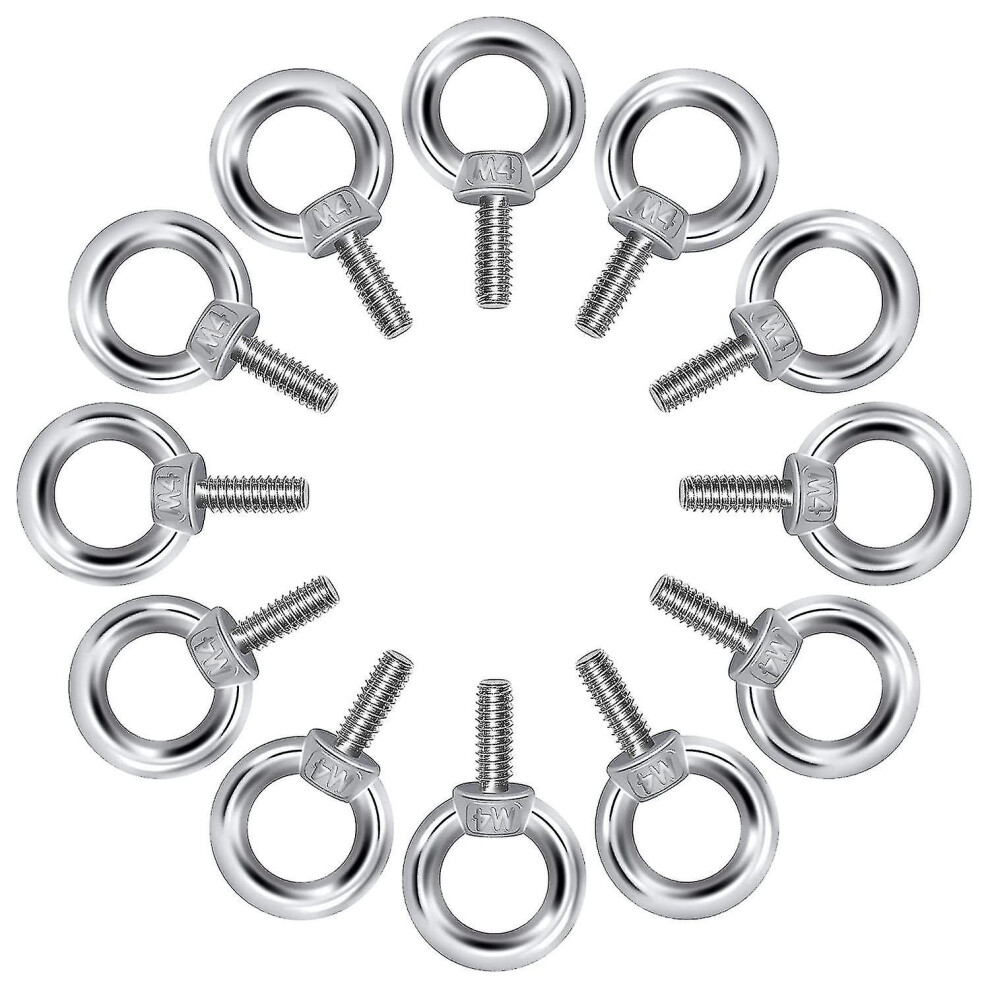 Eye Bolts M4 - Lifting Ring Screws In 304 Stainless Steel (12 Pieces) 9497821114008
