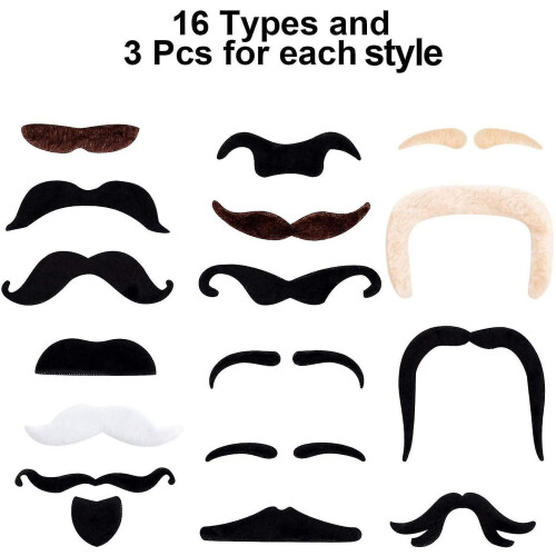 48 Pcs Self-adhesive Mustache Sticking On Adhesive Beard For Party 2