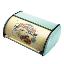 Vintage Bread Box Storage Bin Rollup Top Light Blue Small Powder Coated Bread Iron Snack Boxes Food