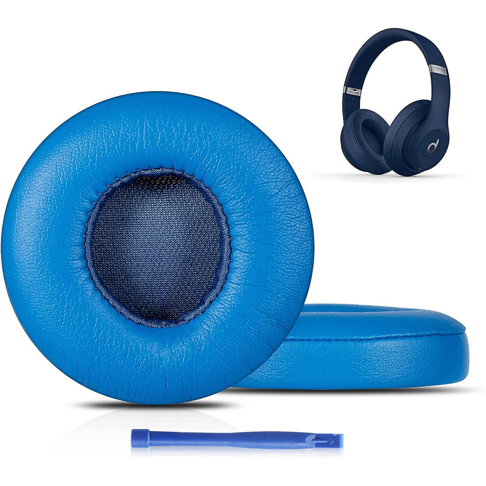 () Updated Thickened Solo Wireless 23 Replacement Ear Pads Earpads For Beats Solo 23 Wireless Headphone (White) Blue/White
