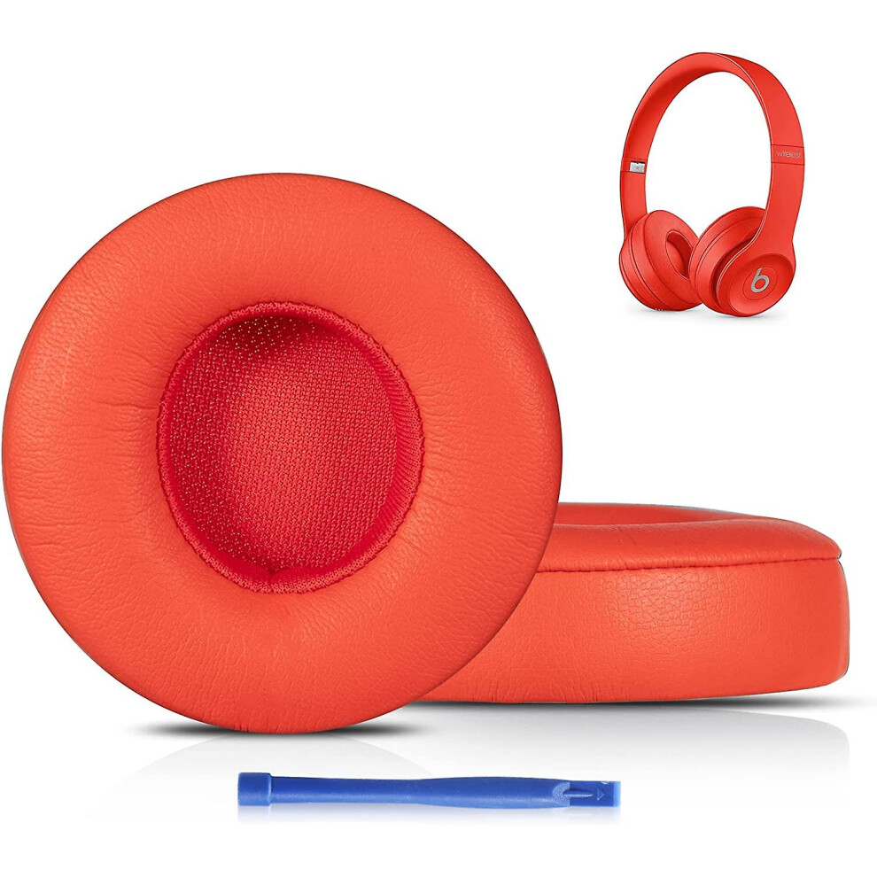 (red) Updated Thickened Solo Wireless 23 Replacement Ear Pads Earpads For Beats Solo 23 Wireless Headphone (white)