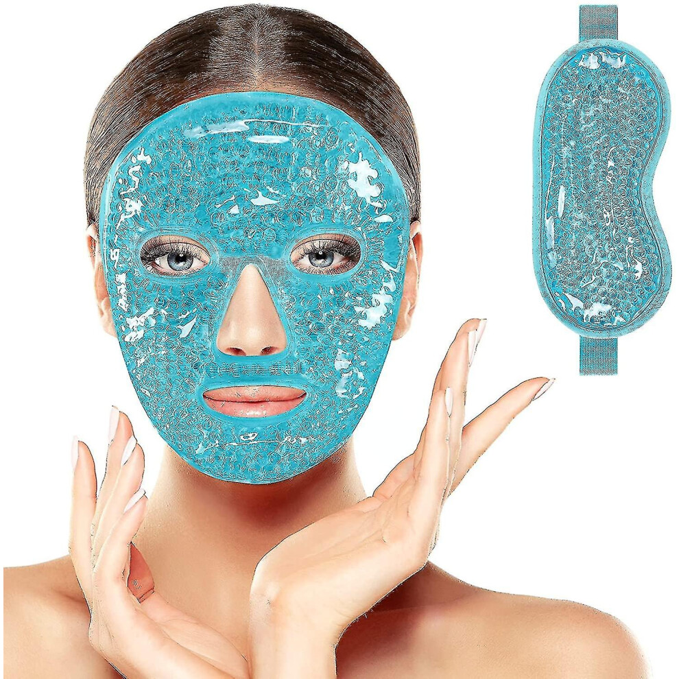 Reusable 2-piece Gel Bead Face And Eye Mask Gift Set, Hot And Cold Mask Therapy For Migraine, Pain Relief, Swelling