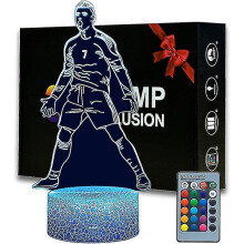 Portugal Soccer Player Ronaldo #7 Boys Night Light,16 Color Changing Dimmable With Remote Room Soccer Decor,football Table Lamp F Null None  [eg]