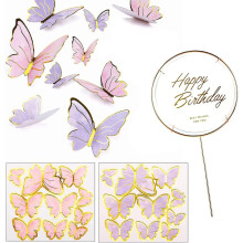 (circle-Wire butterfly, 20PCS) 20pcs Butterflies Cake Decoration, 3d Butterflies Decoration Cake Cupcake Toppers Cake Birthday Girls Birthday Party Decoration