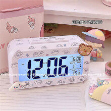 (Cinnamoroll-3) Kawaii Cinnamoroll My Melody Kuromi Desktop Night Light Electronic Led Alarm Clock Sanrioed Electronic Alarm Clock Gift For Kids