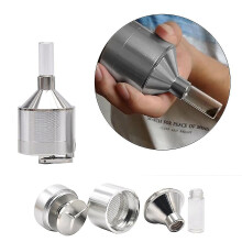 Metal Powder Grinder Hand Mill Funnel With Snuff Glass Bottle 1pc A