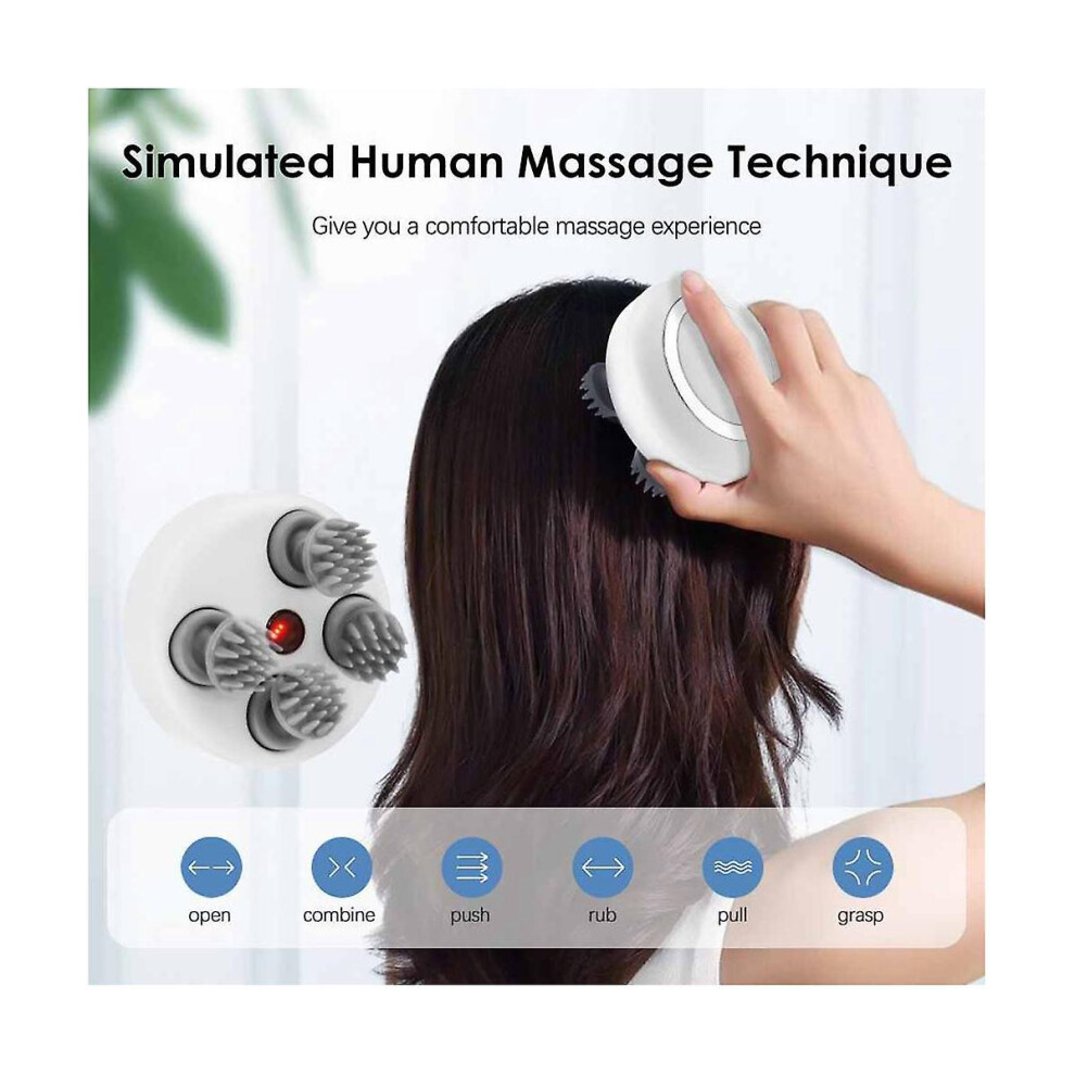 Electric Scalp Massager, Portable Head Massager For Hair Growth, Handheld Hair Massager With 4 Massage Heads