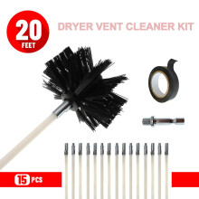 Chimney Cleaning Brush Kit ,duct Vent Cleaning Set Includes Rod*15 4-inch Brush Head*1 Tape*1 Hex Rod*1