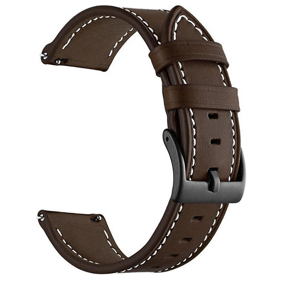 (Coffee) For Garmin Forerunner 265/255 22Mm Stitching Watch Strap Genuine Cow Leather Watchband Brown 4522139444495