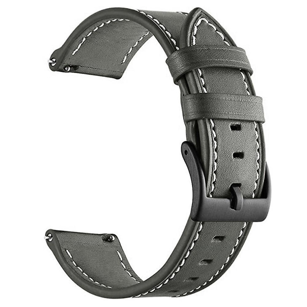 (Grey) For Garmin Forerunner 265/255 22Mm Stitching Watch Strap Genuine Cow Leather Watchband Grey 4522139444501