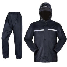 (Black double brim, Xl 165-170cm) Raincoat Rain Suit Split Anti-rainstorm Whole Body Electric Motorcycle Thickened Waterproof Cy