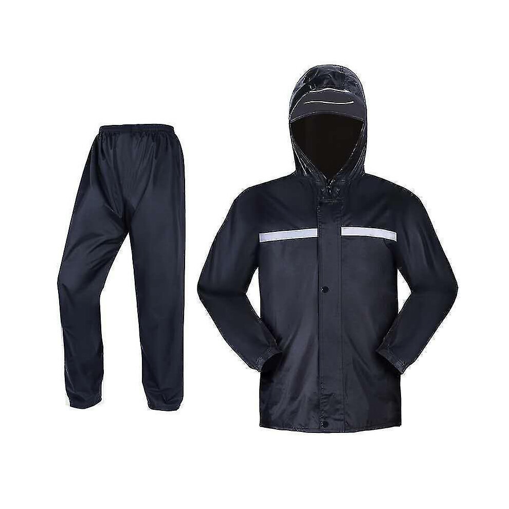 ( Double Brim, Xl 165-170Cm) Raincoat Rain Suit Split Anti-Rainstorm Whole Body Electric Motorcycle Thickened Waterproof Cy Black 9497821147662
