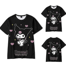 (XL) Womens Teens Girls Kuromi Cheeky But Charming Print Crew Neck Short Sleeve T-shirt Tee Tops