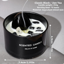 (Classic Black/Zen Tea) Multicolored Crystalline Glasses Scented Candle - Perfect for Weddings
