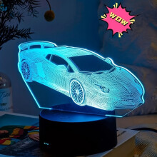 (Colorful) 3D Car Night Light - Touch Control 7 Color Changing LED Lamp