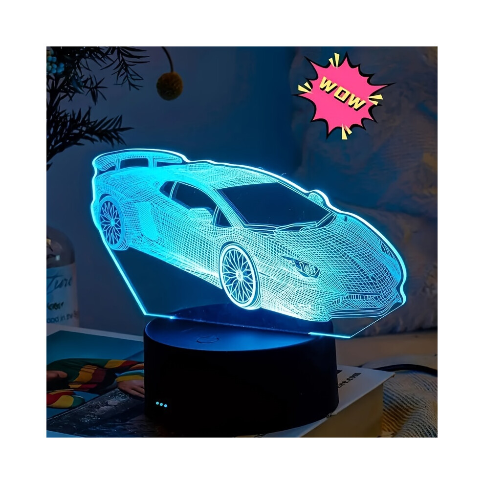 (Colorful) 3D Car Night Light - Touch Control 7 Color Changing LED Lamp