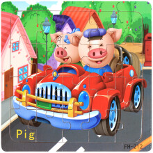 (FH-212) 20piece Wooden Puzzle Cartoon Animals Car Letter Kids Educational Learning Toys