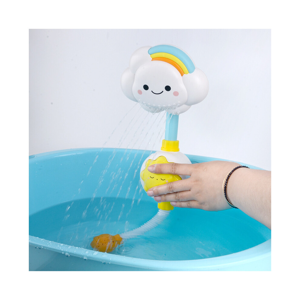 (WHITE) Baby Bath Toys New Cloud Rainbow Shower Bathroom Toys Clouds Model Baby Bath Toy Sprinkler Water Toy Cute Spray Shower Kids Gift