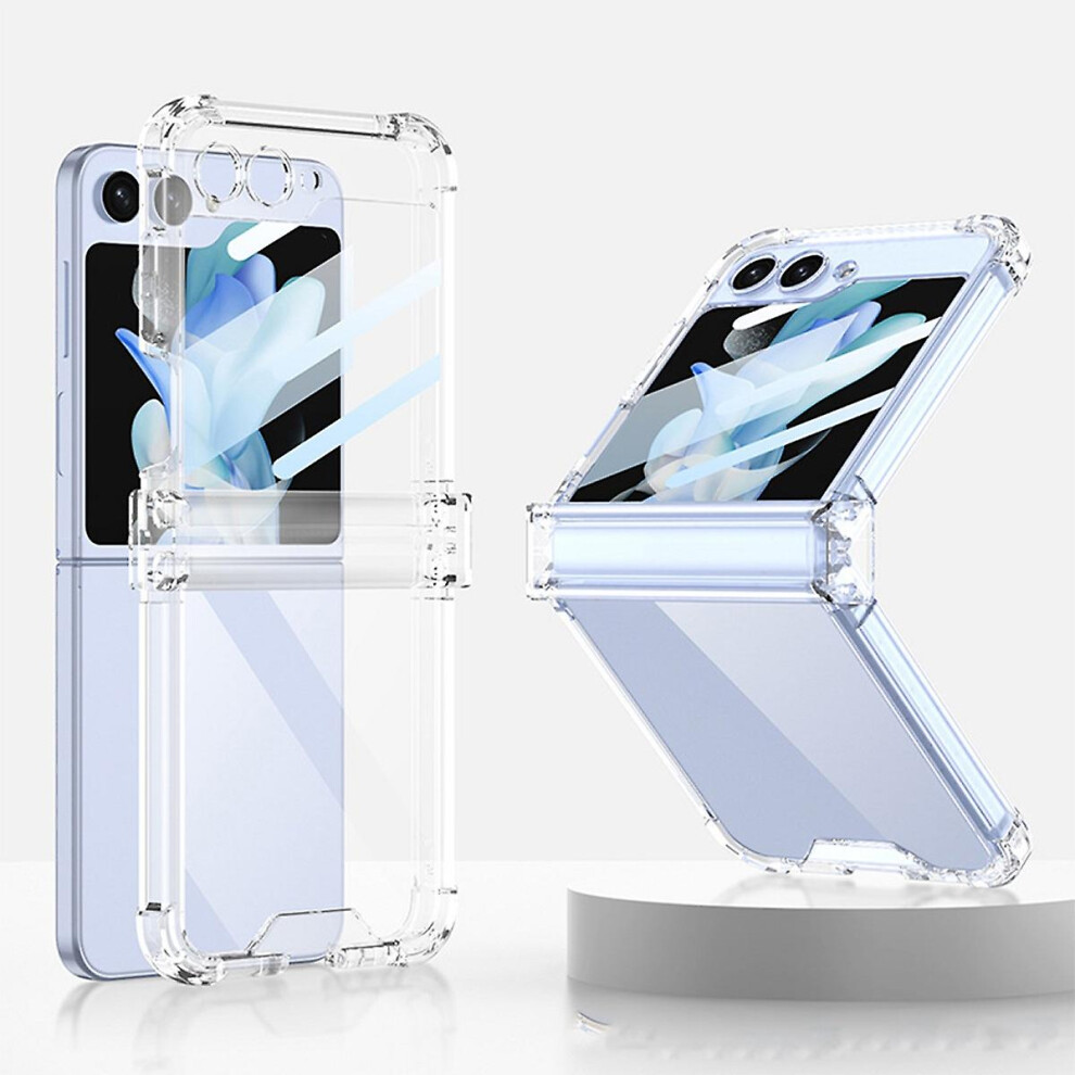 (Clear) Z Flip 5 Case, Clear Hard Pc Soft Tpu Four Corners Shockproof Case Compatible Samsung Galaxy Z Flip 5 With Hinge Protection 9152243623698