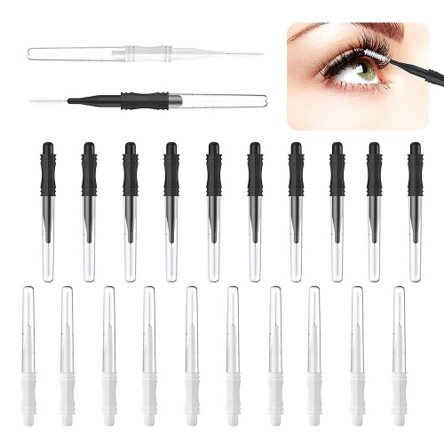 20 Pcs Micro Eyebrow Brush With Cap,eyebrow Spoolie Brush Micro Eyebrow
