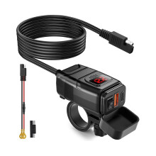 Motorcycle Phone Charger, Dual Usb Type C Pd