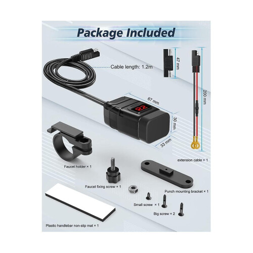 Motorcycle Phone Charger, Dual Usb Type C Pd 2