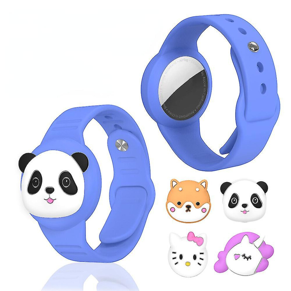 (Blue) 2Pcs Airtag Holder For Kids, Airtag Bracelet For Kids, Cute Cartoon Diy Kid Air Tag Wristband Silicone Anti-Lost Bracelet-Ykc Blue 9152243625296