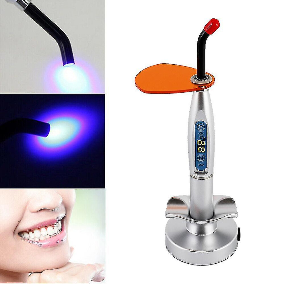 (Silver) Dental Curing Light Wireless Led Dental Light Curing Lamp Cordless Adjustable