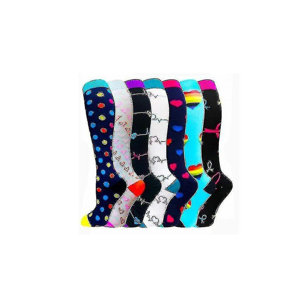 7 Pairs Unisex Compression Socks 20-30mmhg Knee High Stocking Comptiable With Sports