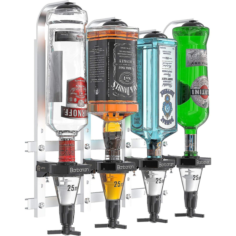 Barbarian Bar Butler Alcohol Beverage Dispenser - 4 Dosage Measures 25ml Home Bar - Barbarian Brand 4-step Liquor Dispenser